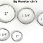 8g Stainless Steel Captive Bead Ring - Size Chart