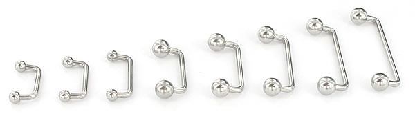 12g 90° Stainless Steel Surface Barbell- Size Options