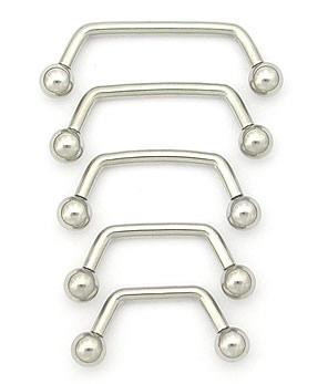 16g 80° Stainless Steel Surface Barbell- Size Options