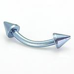 16g Titanium Bent Barbell with Titanium Cones Spikes - Monster Steel