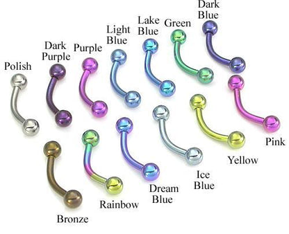 14g Titanium Bent Barbell with Titanium Balls - Monster Steel