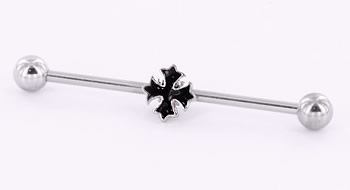 14g 1.5" Gothic Cross Industrial Barbell - Monster Steel
