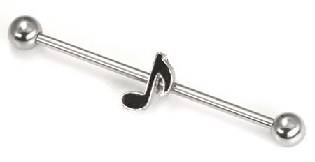 14g 1.5" Music Note Industrial Barbell - Monster Steel