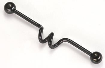 14g 1.5" Black Twister Industrial Barbell - Monster Steel