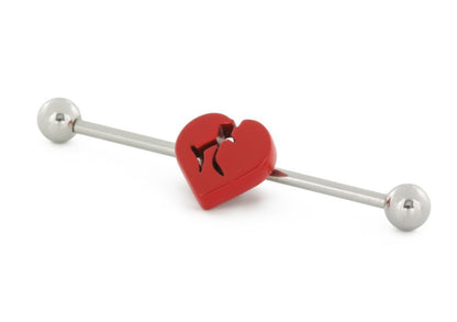 14g 1.5" Broken Heart Industrial Barbell - Monster Steel