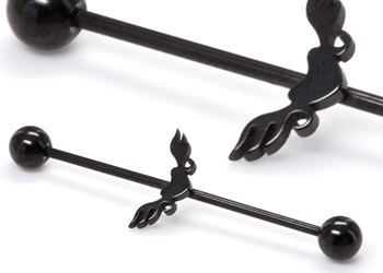 16g 1 3/8" Black Soaring Heart Industrial Barbell - Monster Steel
