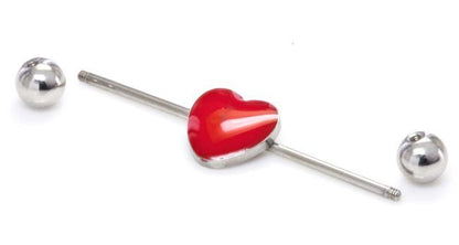 16g 1 3/8” Heart Industrial Barbell- Balls Removed