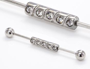 16g 1 3/8" In-Line Jewel Industrial Barbell - Monster Steel