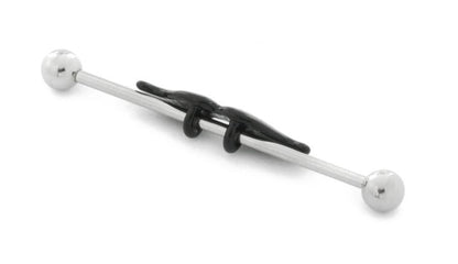 14g 1.5” Mustache Industrial Barbell- Side View