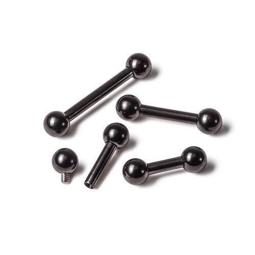 10g Black PVD Coated Steel Internal Straight Barbell - 5/16" to 3/4"