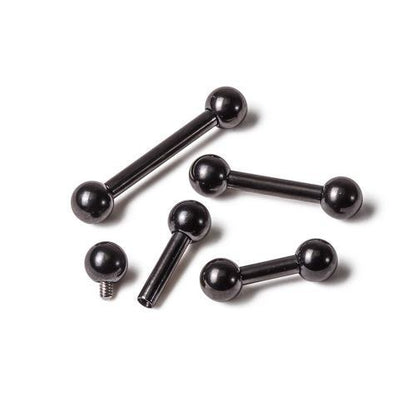 10g Black PVD Coated Steel Internal Straight Barbell - 5/16" to 3/4" - Monster Steel