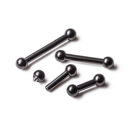 8g Black PVD Coated Steel Internal Straight Barbell - 3/8â to 1â - Monster Steel