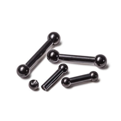 6g Black PVD Coated Steel Internal Straight Barbell - 1/2" to 1â - Monster Steel
