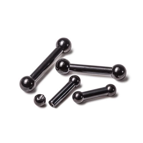 6g Black PVD Coated Steel Internal Straight Barbell - 1/2" to 1â - Monster Steel
