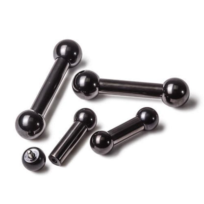 4g Black PVD Coated Steel Internal Straight Barbell - 1/2" to 1â - Monster Steel