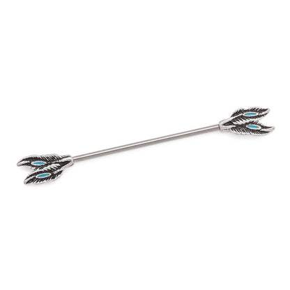 14g 1 1/2” Steel Industrial Barbell with Dual-Feather End Pieces - Monster Steel
