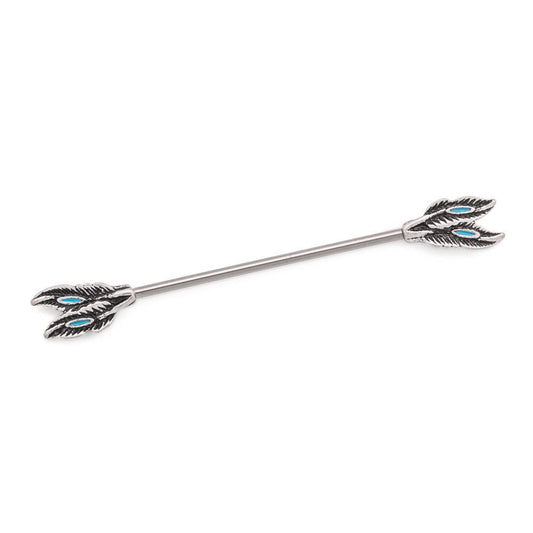 14g 1 1/2” Steel Industrial Barbell with Dual-Feather End Pieces - Monster Steel