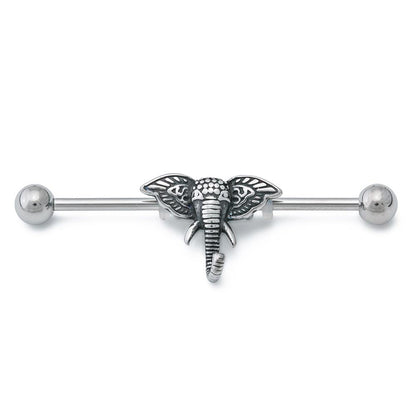 14g 1-1/2” African Elephant Head Industrial Barbell - Monster Steel