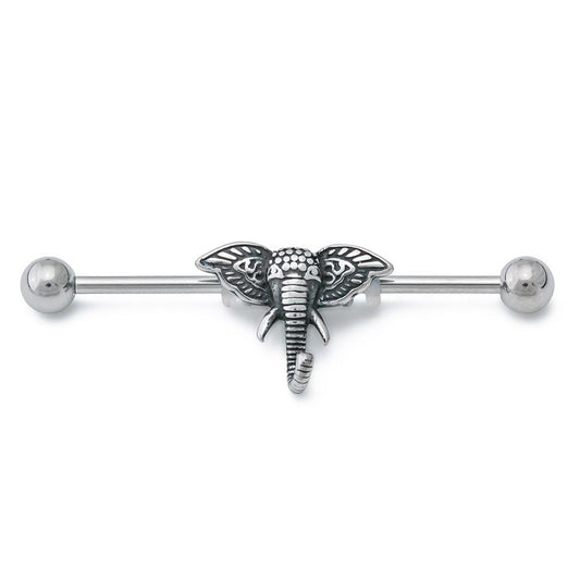 14g 1-1/2” African Elephant Head Industrial Barbell - Monster Steel