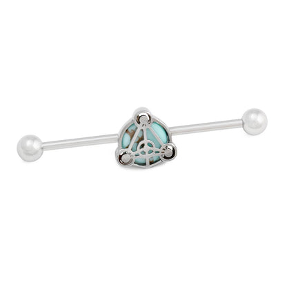 14g 1-1/2” Turquoise Stone Scutum Fidei Industrial Barbell - Monster Steel