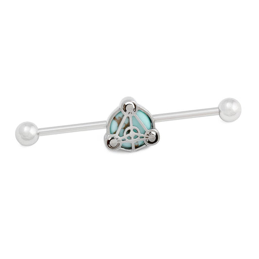 14g 1-1/2” Turquoise Stone Scutum Fidei Industrial Barbell - Monster Steel