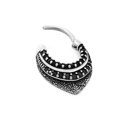16g Black and Smoke Jewels Tiered Septum Clicker - Monster Steel