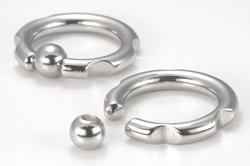 10g, 8g, or 6g Stainless Steel Notched Tribal Captive Bead Ring