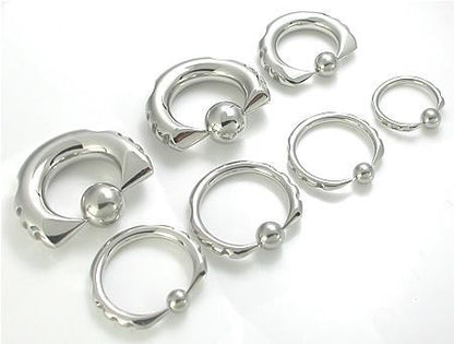 14g-2g Techno Tribal Captive Bead Ring with Vampire Tips - Size Chart