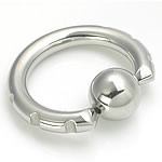 14g-2g Techno Tribal Captive Bead Ring with Six Charming Indents - Monster Steel