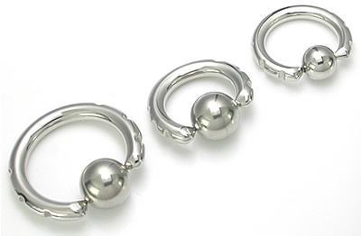 14g-2g Techno Tribal Captive Bead Ring with Six Charming Indents - Sizes