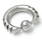 14g-6g Techno Tribal Captive Bead Ring with Eight Fiery Indents