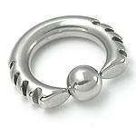 14g-6g Techno Tribal Captive Bead Ring with Eight Fiery Indents - Monster Steel