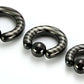 4g Black Titanium-Coated Stainless Steel Captive Ring With Stripes