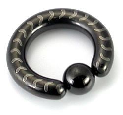 10g-4g Black Titanium-Coated Stainless Steel Captive Ring with Arrows