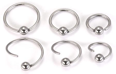 20g Annealed Steel Ring with Fixed Ball- Sizes