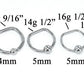 14g Stainless Steel D-Ring Measurement Diagram