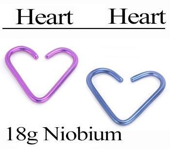 18g Niobium Heart for Ear Piercings — 2 Sizes & 18 Color Options — Price Per 1 - Monster Steel