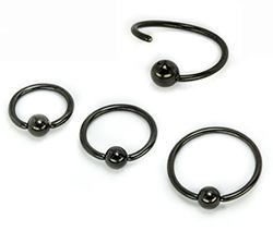 18g Annealed Black PVD Fixed Ball Ring- Size Options