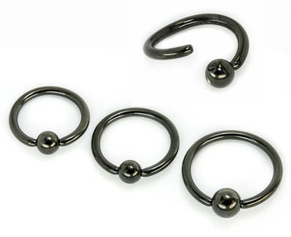 14g Blackout Annealed Fixed Bead Ring - Open