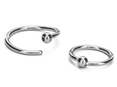 20g Annealed Stainless Steel Ring with 2mm Fixed Ball- Front view
