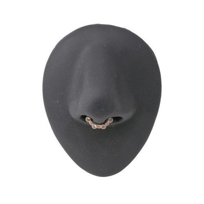 Gold Plated Brass Clip-On Septum Ring with Crystals