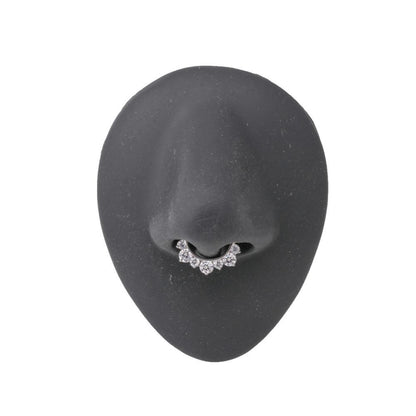 16g Steel Septum Clicker with Seven Colored Crystals