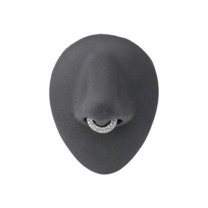 16g Stainless Steel Septum Clicker with Double Tiered Crystals — Rose Gold and Steel