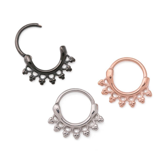 16g Steel Septum Clicker — Two-Layer Loop and Clustered Bead Design — Price Per 1
