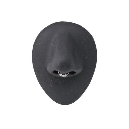 16g Septum Clicker with Three Crystals — Black and Crystal