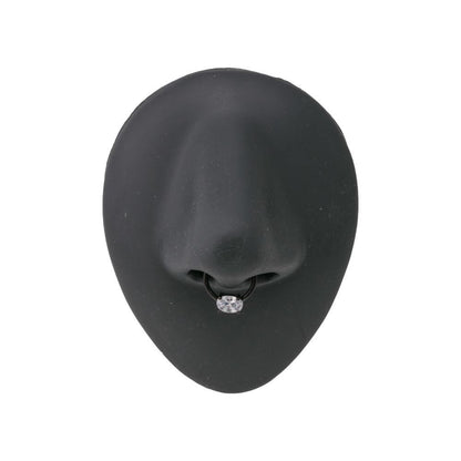 16g Black PVD Septum Clicker with Oval-Shaped Crystal — Clicker Mechanism Unlatched