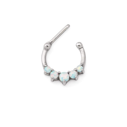 16g Steel Septum Clicker with Five Opals