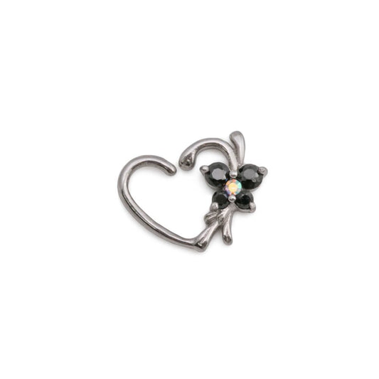 16g Jeweled Flower Heart Bendable Ear Jewelry - Monster Steel