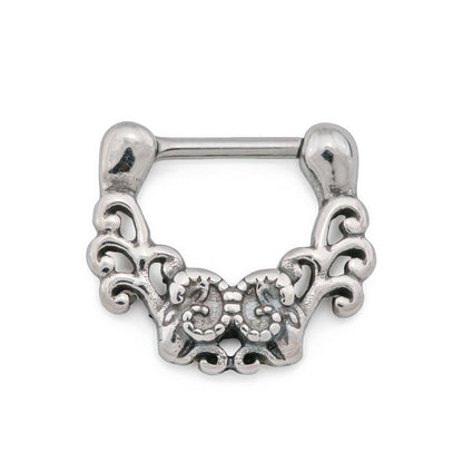 16g Antique Filigree Steel Septum Clicker - Monster Steel