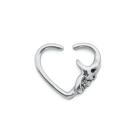 16g Grinning Skull Heart Bendable Ear Jewelry - Monster Steel